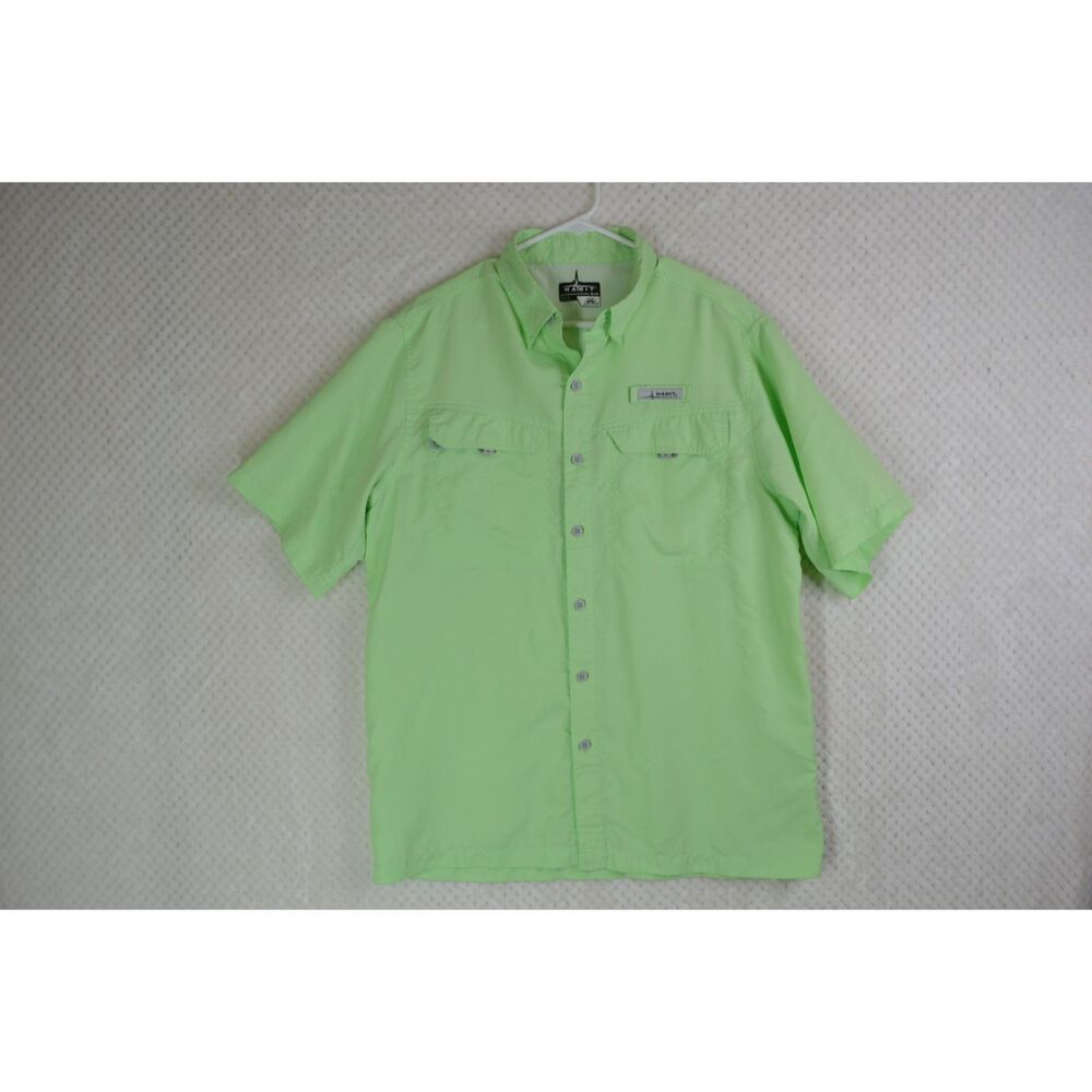Habit Men's Medium Green Lightweight 40+ Short Sleeve Fishing Shirt